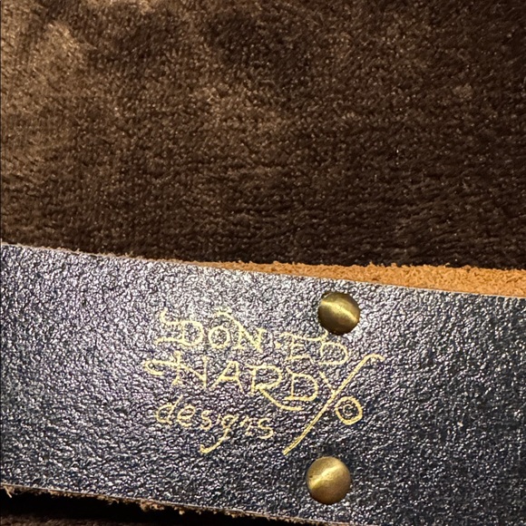 Beautiful Ed Hardy Floral Purple Leather Belt with Gold Studs - Picture 3 of 12